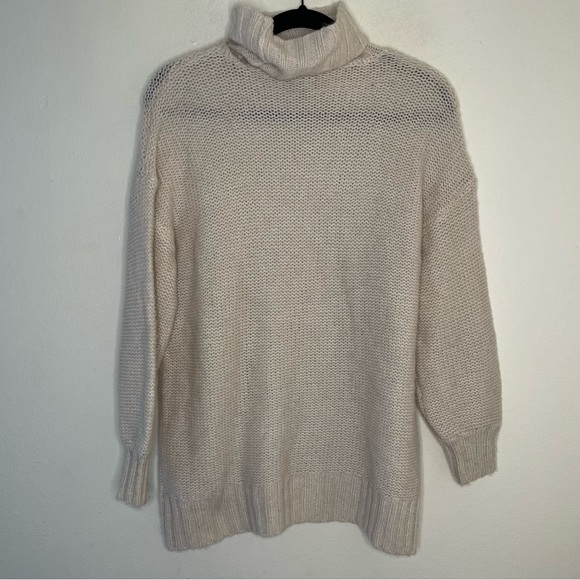 Aerie Oversized Cable Knit Wool Blend Turtle Neck Sweater - Picture 3 of 5